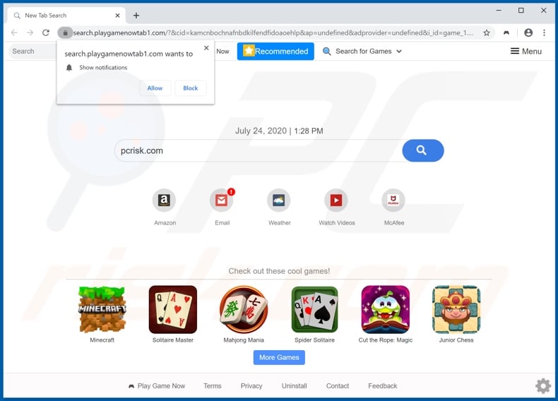 playgamenowtab1.com browser hijacker