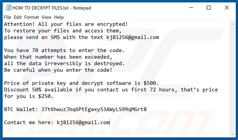 Police decrypt instructions (HOW TO DECRYPT FILES.txt)