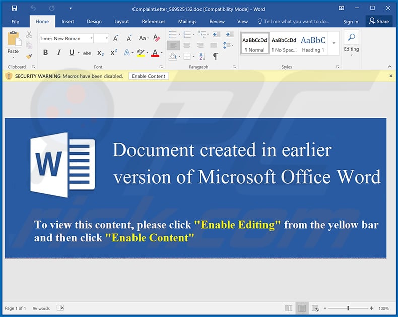 Qakbot trojan-spreading malicious MS Word document