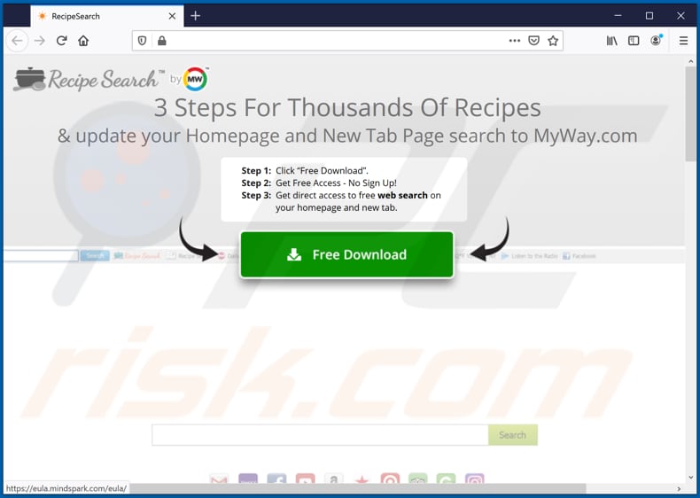 recipesearch toolbar promoter firefox
