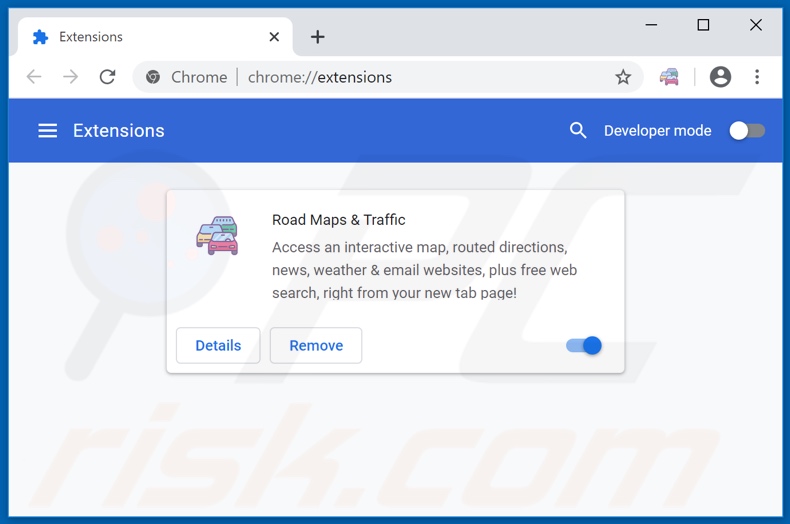 Removing search.roadmapsandtraffic.com related Google Chrome extensions