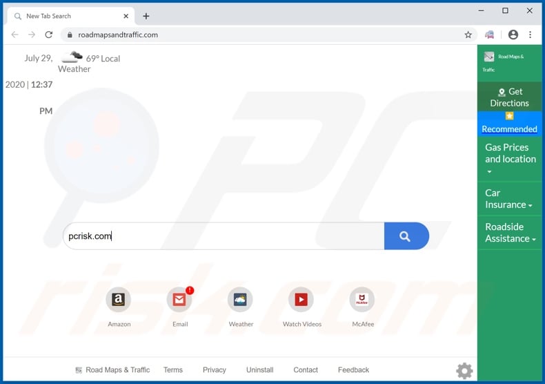 search.roadmapsandtraffic.com browser hijacker