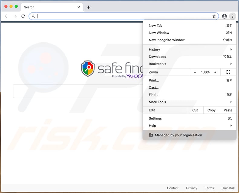Safe Finder browser hijacker abusing Google Chrome