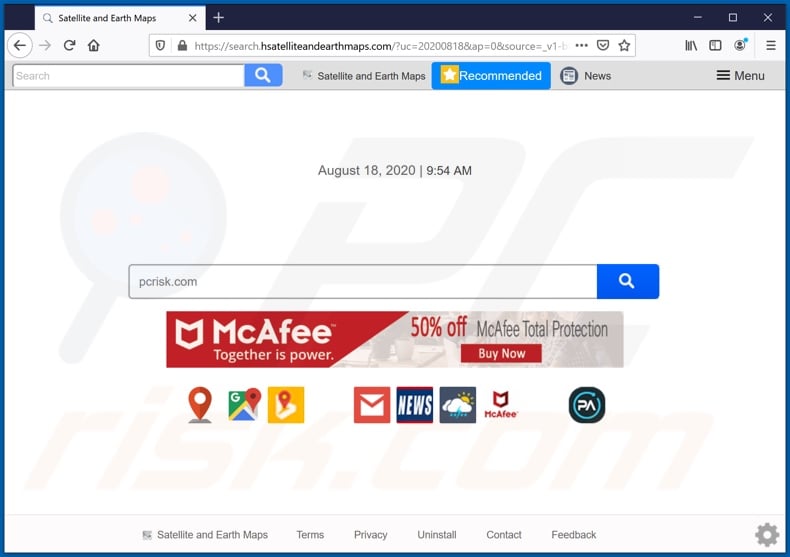 hsatelliteandearthmaps.com browser hijacker