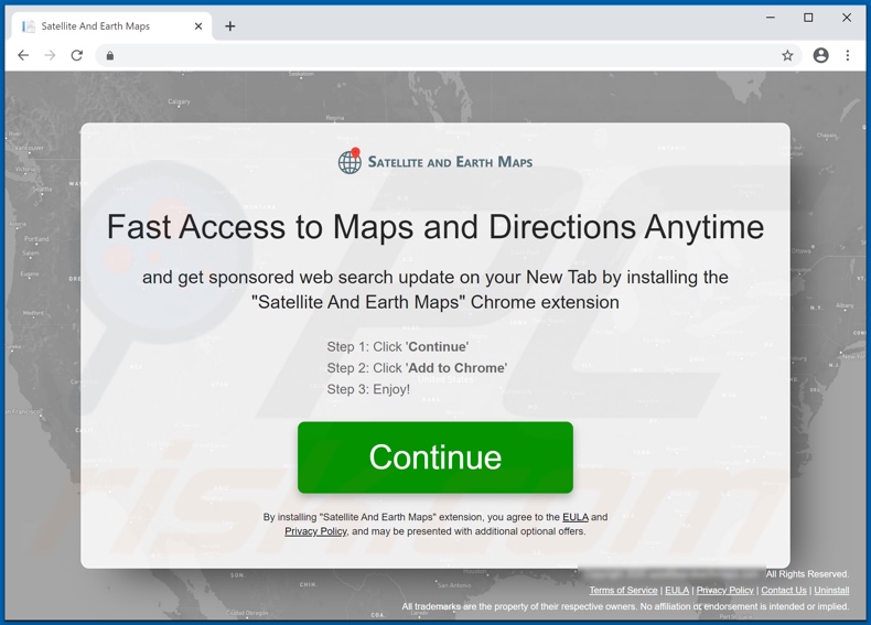 Website used to promote Satellite And Earth Maps browser hijacker