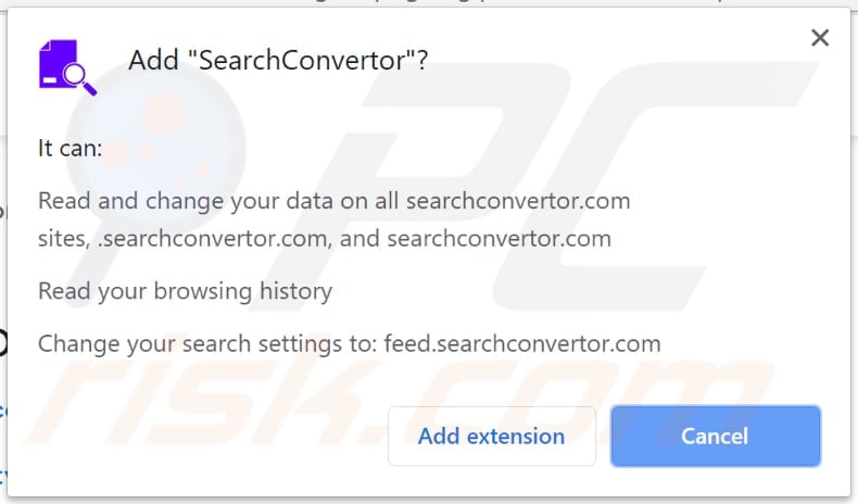 searchconvertor browser hijacker asks for a permission to be installed