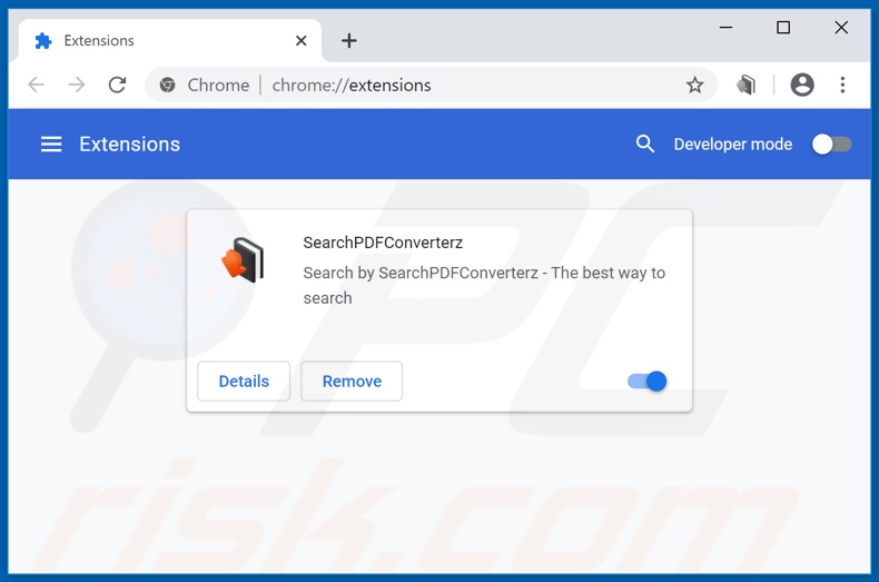 Removing searchpdfconverterz.com related Google Chrome extensions