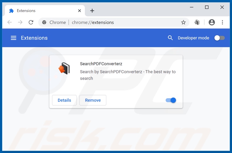 Removing searchpdfconverterz.com related Google Chrome extensions