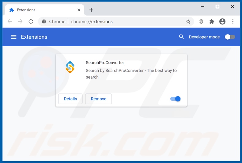 Removing searchproconverter.com related Google Chrome extensions