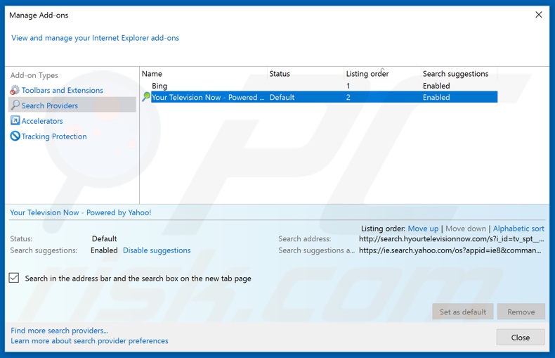Removing searchproconverter.com from Internet Explorer default search engine