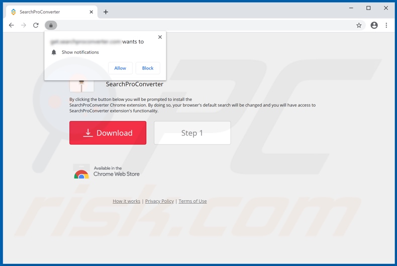 Website used to promote SearchProConverter browser hijacker