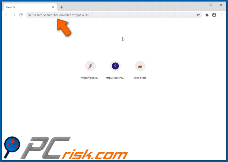 SearchTheConverter browser hijacker appearance gif