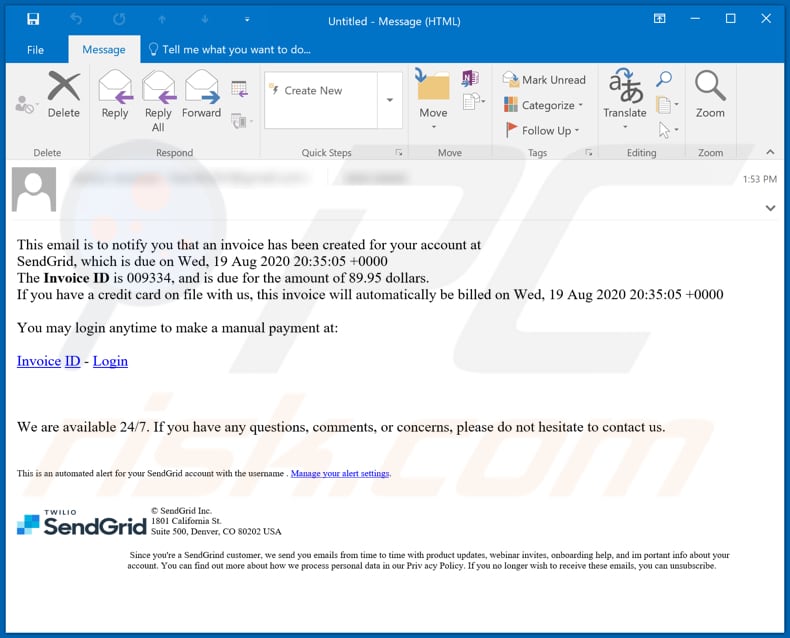 SendGrid Email Scam email spam campaign