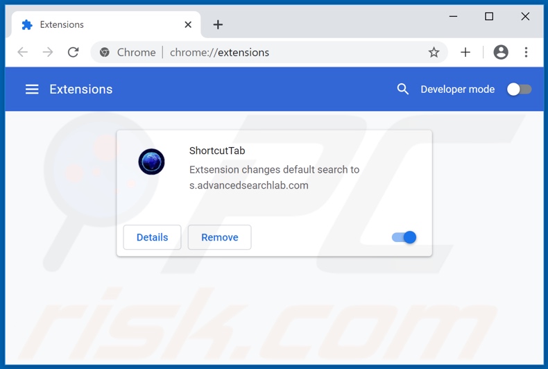 Removing advancedsearchlab.com related Google Chrome extensions