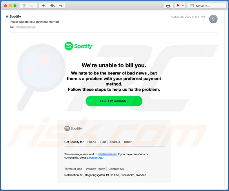 Spotify Email Scam - Removal and recovery steps (updated)