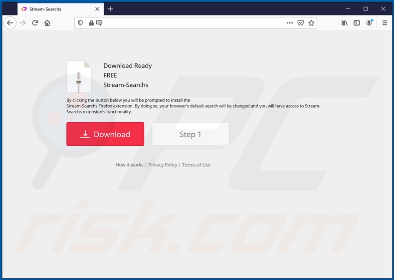 Website used to promote Stream-Searchs browser hijacker (Firefox)