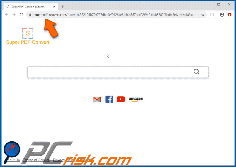 Super PDF Convert Tab browser hijacker appearance GIF