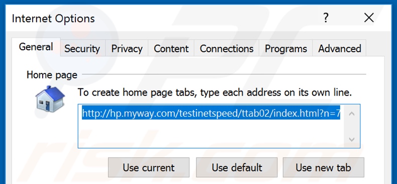 Removing hp.myway.com from Internet Explorer homepage