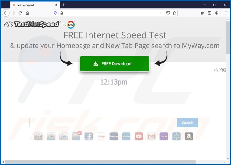 Website used to promote Test iNet Speed browser hijacker (Firefox)