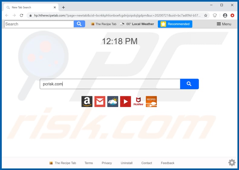 htherecipetab.com browser hijacker