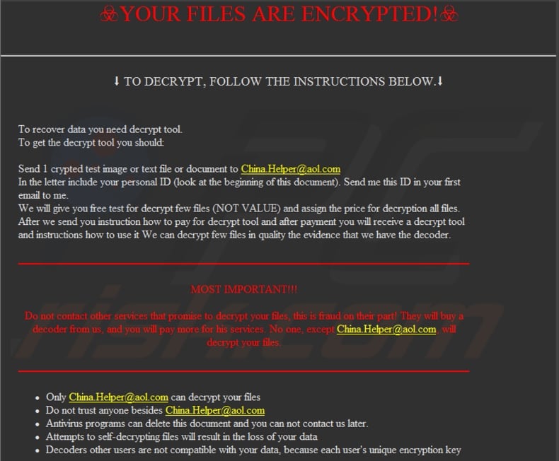 Tiger865qq decrypt instructions (HOW TO BACK YOUR FILES.exe)