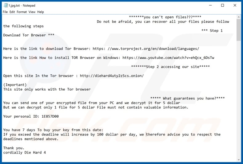 Txt (JobCrypter) decrypt instructions (inserted into compromised files)