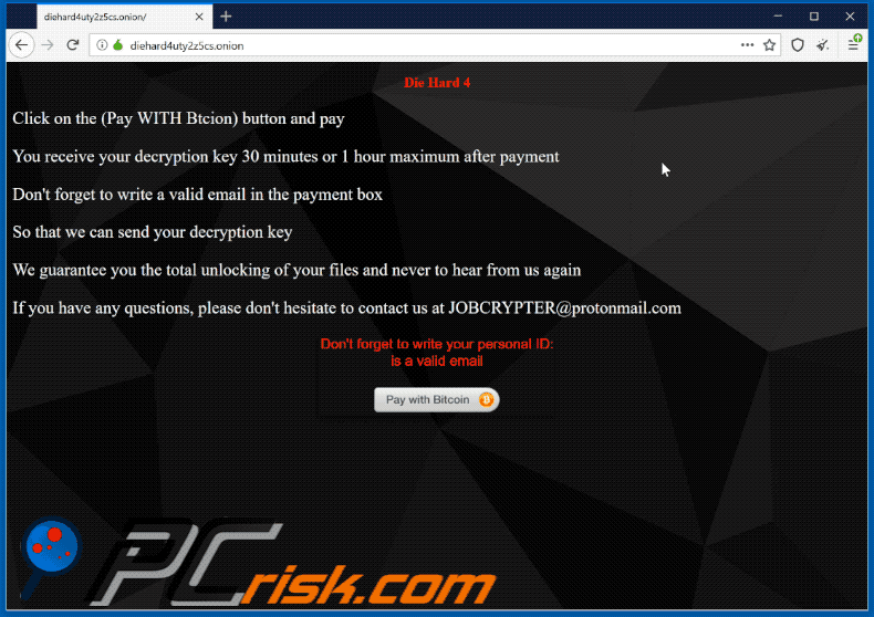 Txt (JobCrypter) ransomware website (GIF)