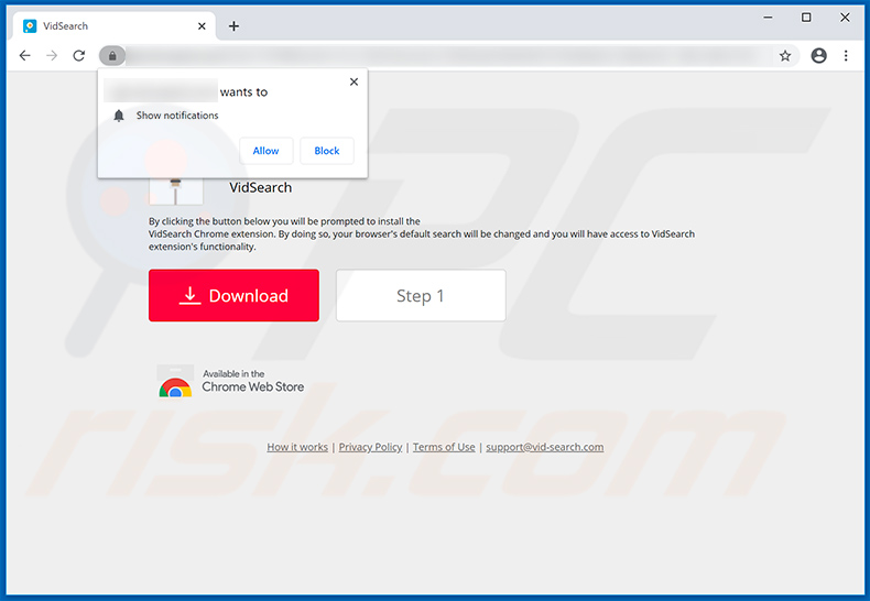 Website promoting VidSearch browser hijacker (sample 2)