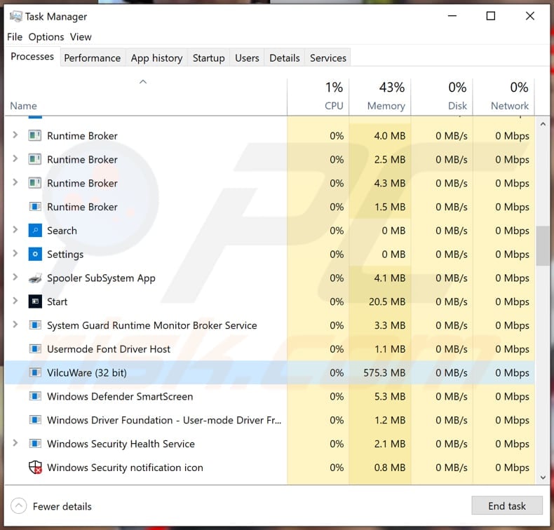 viluciware ransomware vilcuware process in task manager