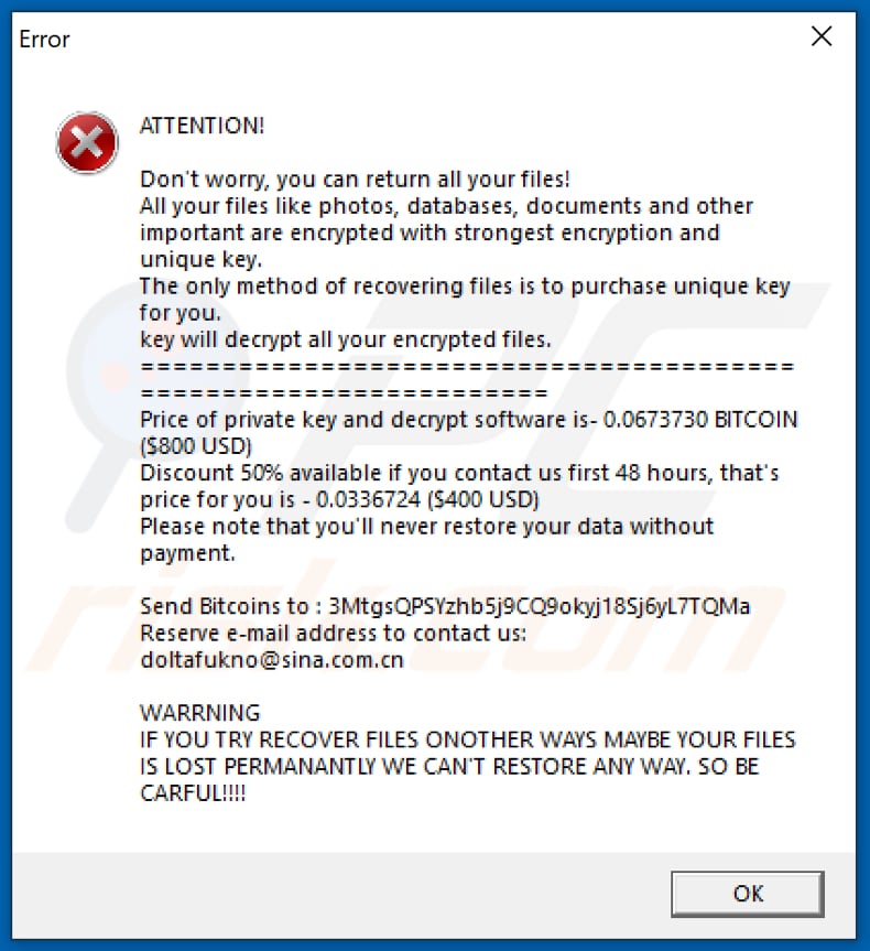 wannacry xorist ransom note in a pop-up window