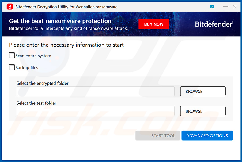 WannaRen ransomware decryption tool by Bitdefender