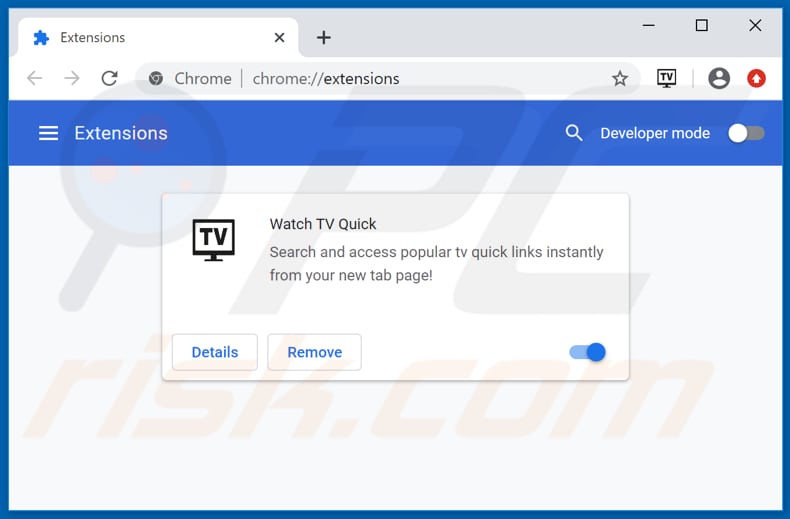 Removing hwatchtvquick.com related Google Chrome extensions