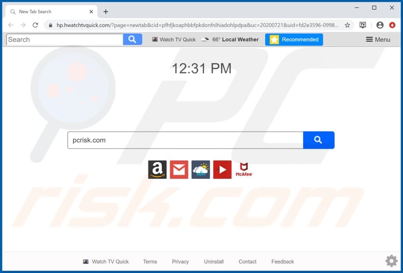 hwatchtvquick.com browser hijacker