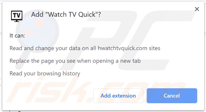 watch tv quick browser hijacker notification