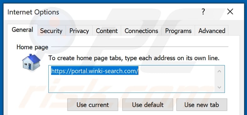 Removing winki-search.com from Internet Explorer homepage