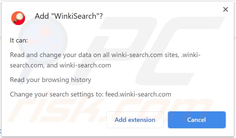 winkisearch browser hijacker notification