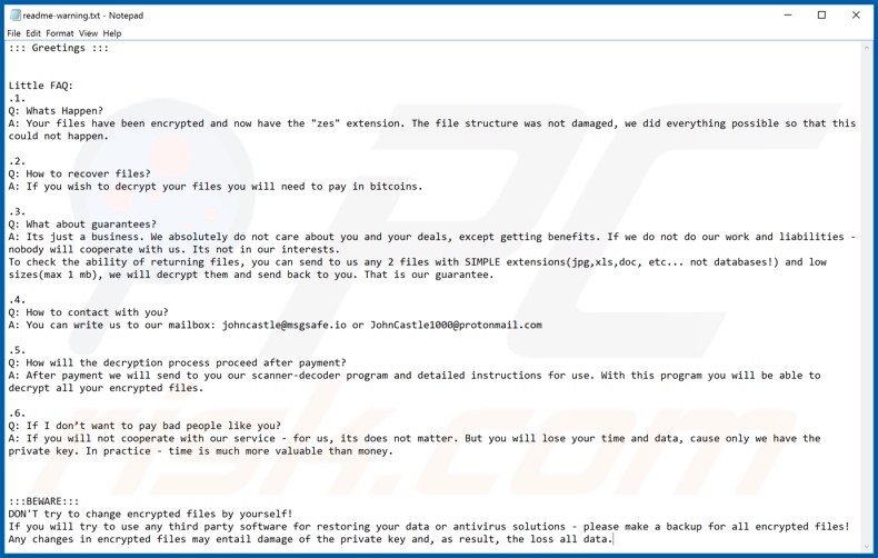 Zes decrypt instructions (readme-warning.txt)