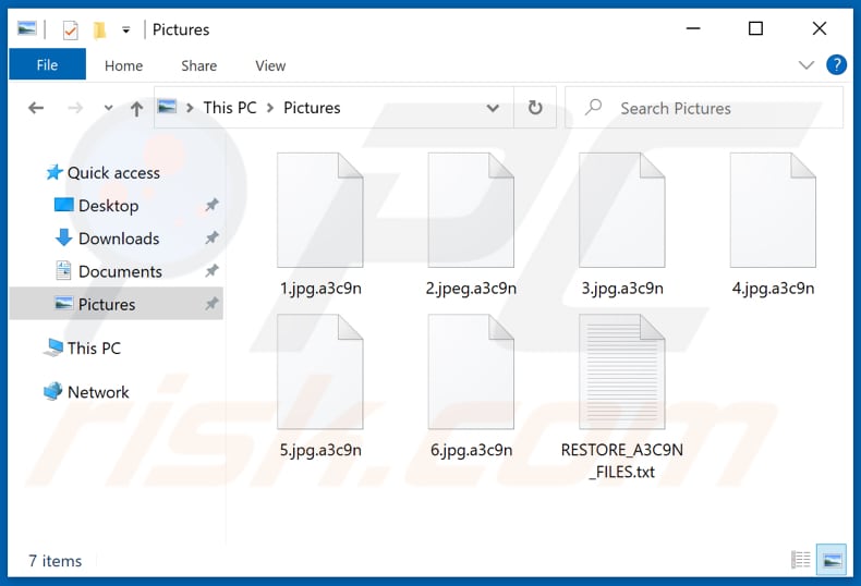 Files encrypted by A3C9N ransomware (.a3c9n extension)