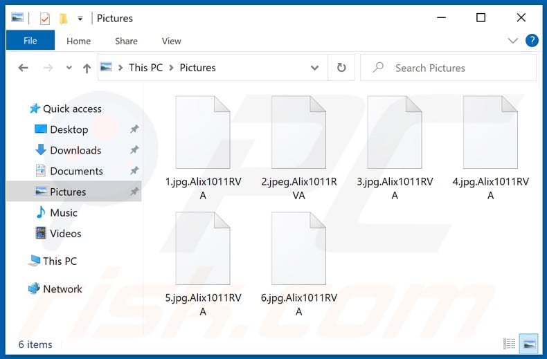 Files encrypted by Alix1011RVA ransomware (.Alix1011RVA extension)