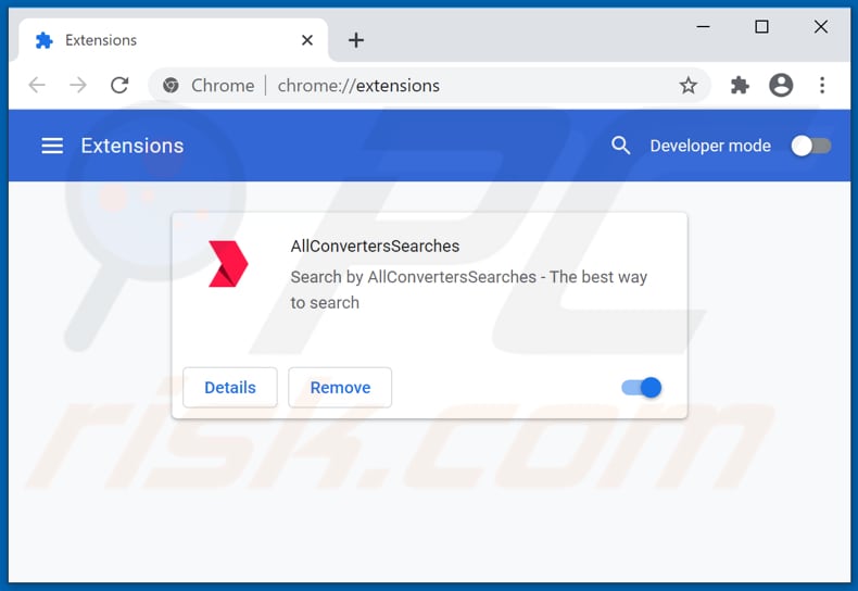 Removing allconverterssearches.com related Google Chrome extensions