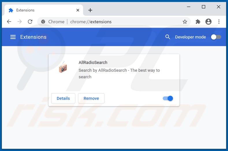 Removing allradiosearch.com related Google Chrome extensions