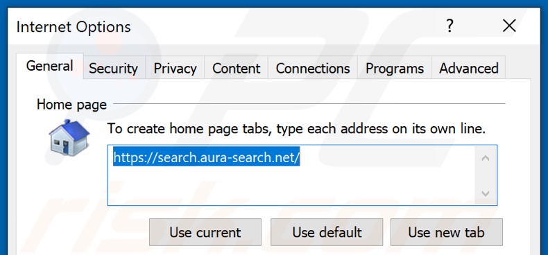 Removing search.aura-search.net from Internet Explorer homepage