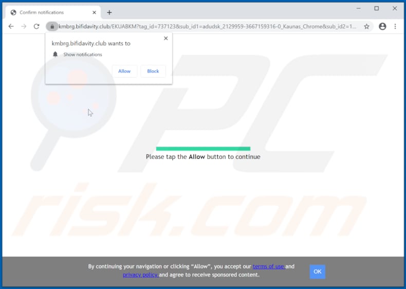 bifidavity[.]club pop-up redirects