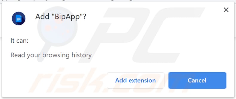 bipapp browser hijacker notification