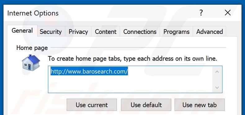 Removing barosearch.com from Internet Explorer homepage