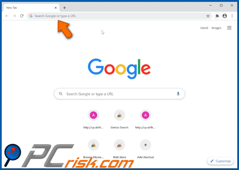 Appearance of Browse Moment browser hijacker promoting fake search engines (GIF)
