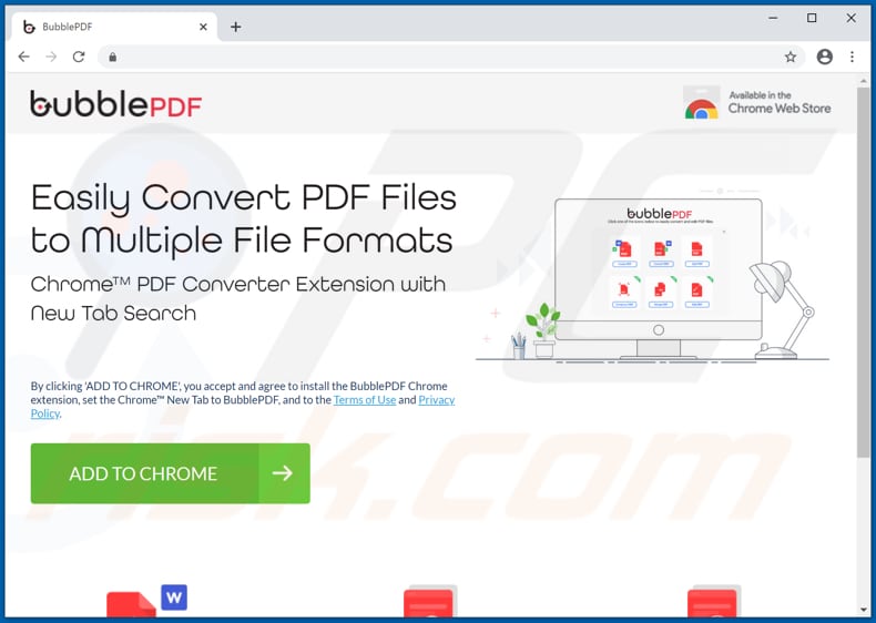 Website used to promote BubblePDF browser hijacker