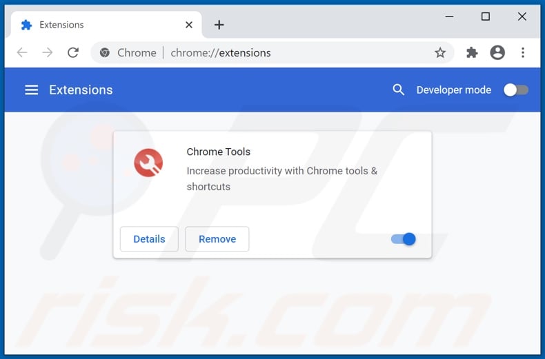Removing Chrome Tools ads from Google Chrome step 2