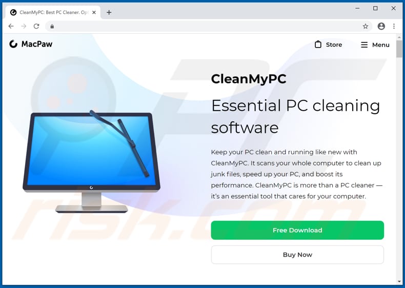 Website used to promote CleanMyPC PUA