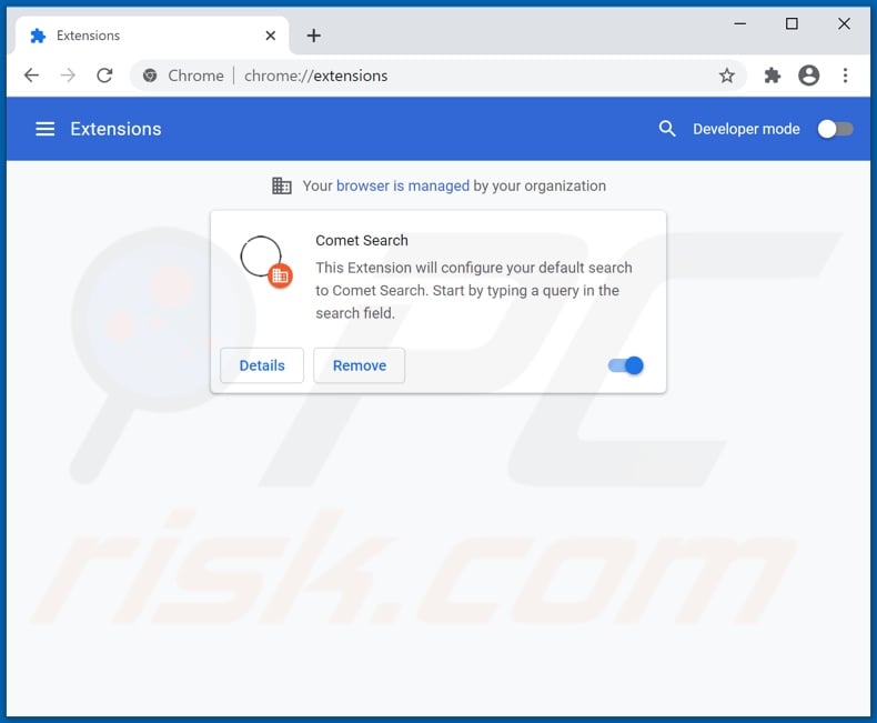 Removing cometsearch.info related Google Chrome extensions